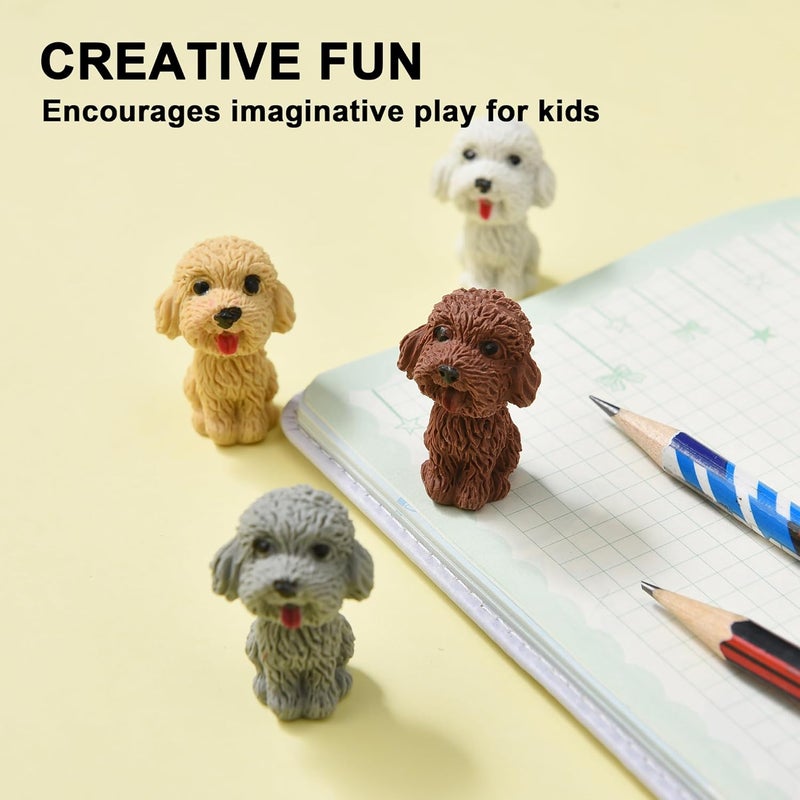 TDOCK 24Pcs Pencil Top Erasers for Kids, Dog Pencil Erasers Toppers Bulk, Cute Cap Erasers for Party Favors Classroom Rewards - Image 3
